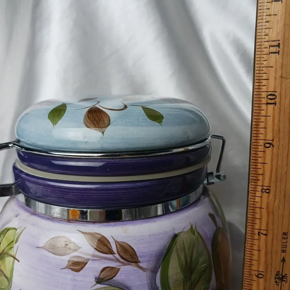 GIBSON ELITE TUSCANY FRUIT THEME CANISTER JAR LATCHING TOP W/SEAL Lot of 2
